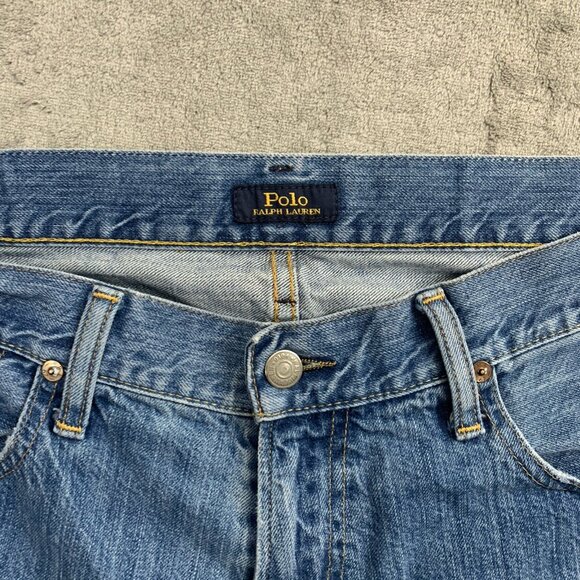 Polo Ralph Lauren Jeans Men 34x29” Blue Wash Cotton Hampton Relaxed Straight - Picture 10 of 15